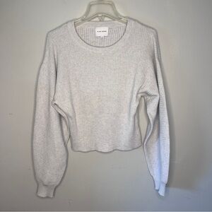 Pink Rose Cropped‎ Sweater Gray Long Ribbed size M